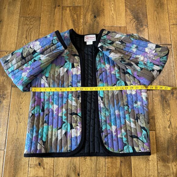 VTG Marc Anthony Quilted Jacket Pastel Colorful Open Front Womens L Made in USA - Picture 5 of 6
